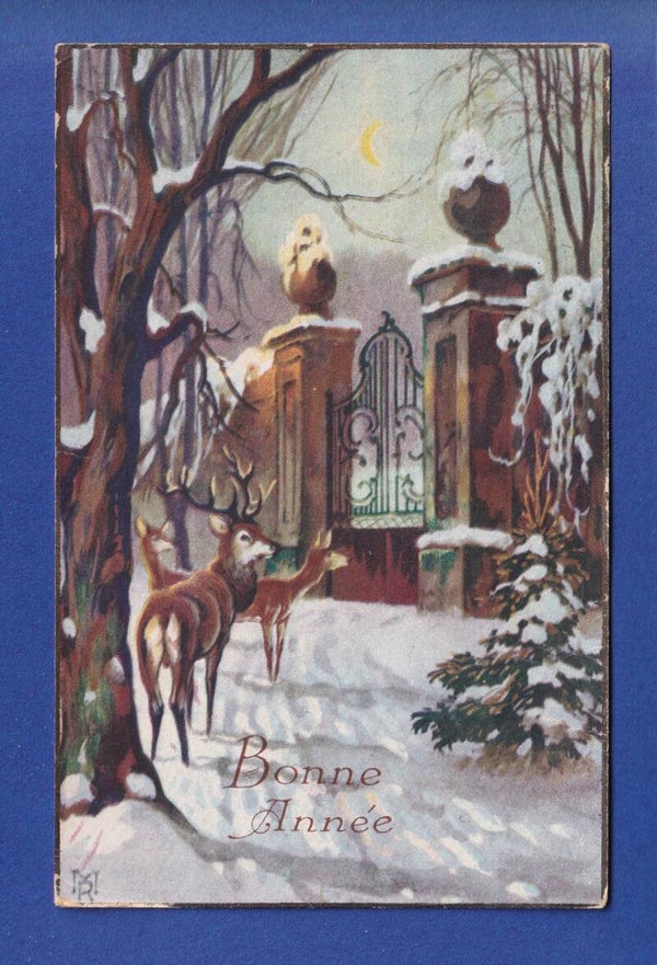 NOUVEL AN - Cerf - Neige - 1922