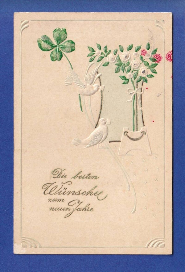 NEUJAHR - Tauben - Blumen - 1909