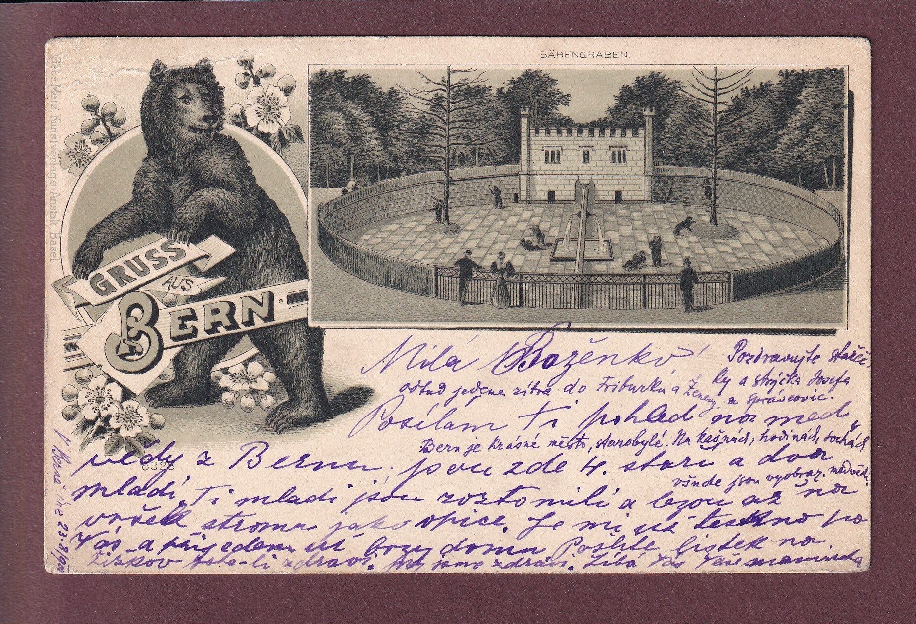 BERN - Bärengraben - 1900 UPU // Falte + Eckbug //