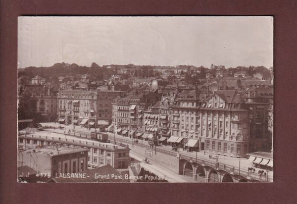 LAUSANNE - Grand Pont - Banque Populaire - 1917