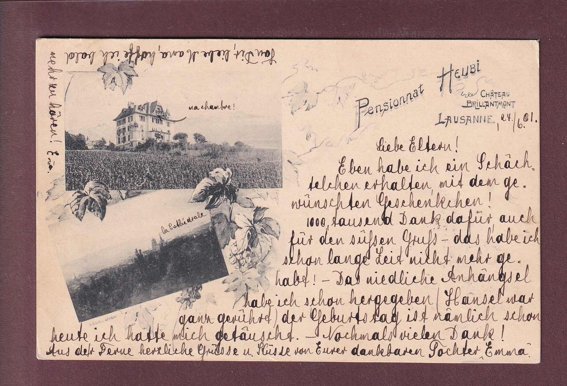 LAUSANNE - PENSIONNAT HEUBI - Château Brillantmont - 1901