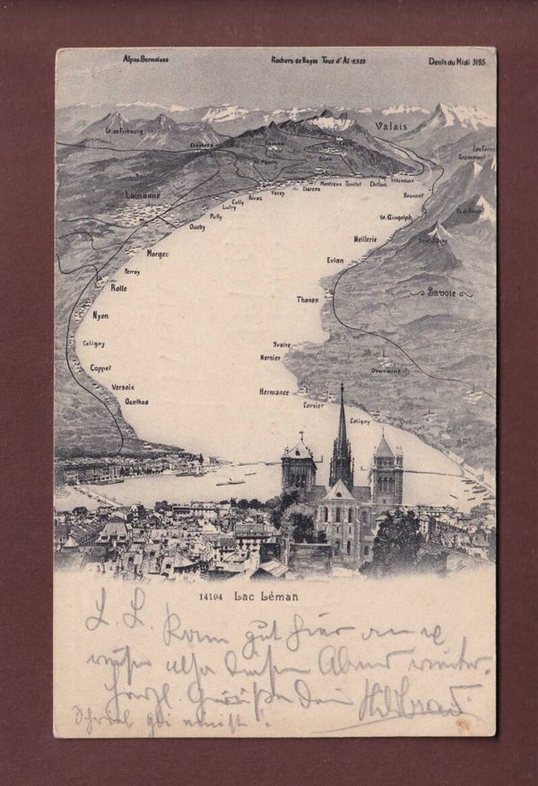 GENEVE et le Lac Léman - 1904 // pli d'angle //