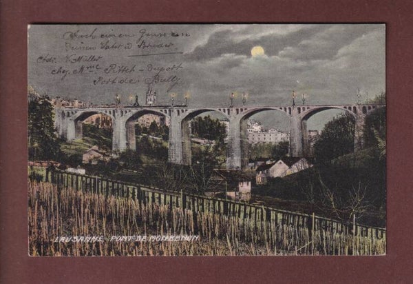 LAUSANNE - Pont de Montbenon (Chauderon) Clair de lune 1907