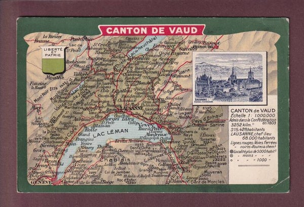 Carte du Canton de VAUD // pli d'angle //