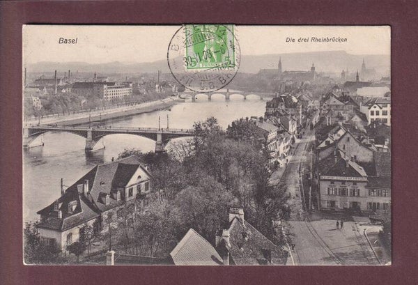 BASEL - Die Drei Rheinbrücken - 1908