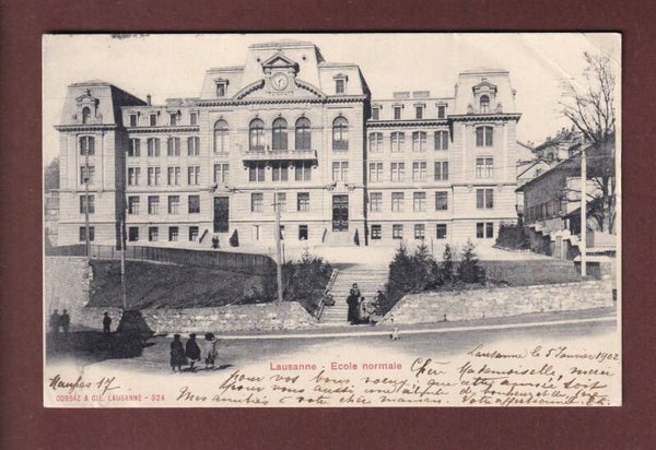 LAUSANNE - Ecole normale - 1902 // pli d'angle //