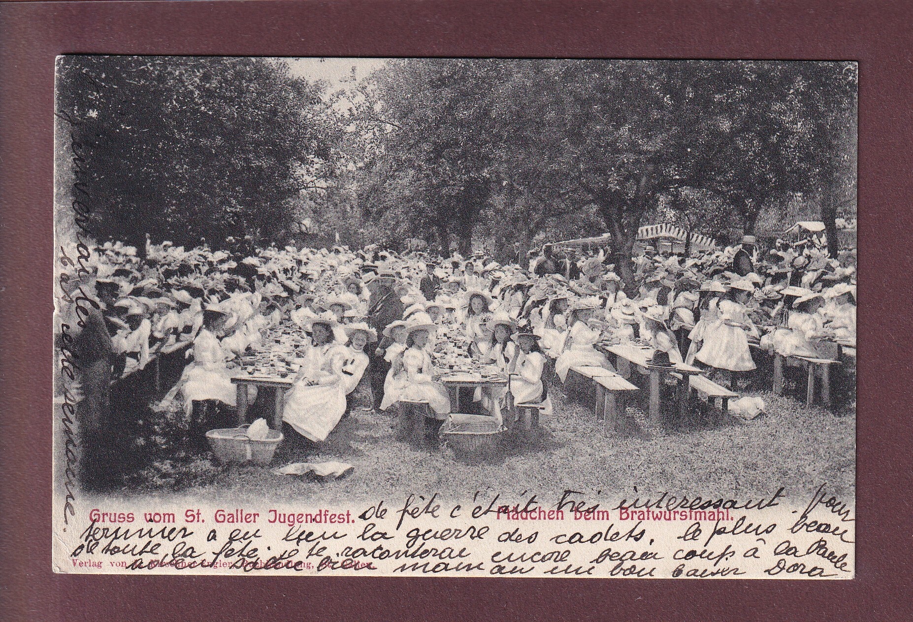 ST. GALLEN - Jugendfest - Mädchen beim Bratwurstmahl - 1906