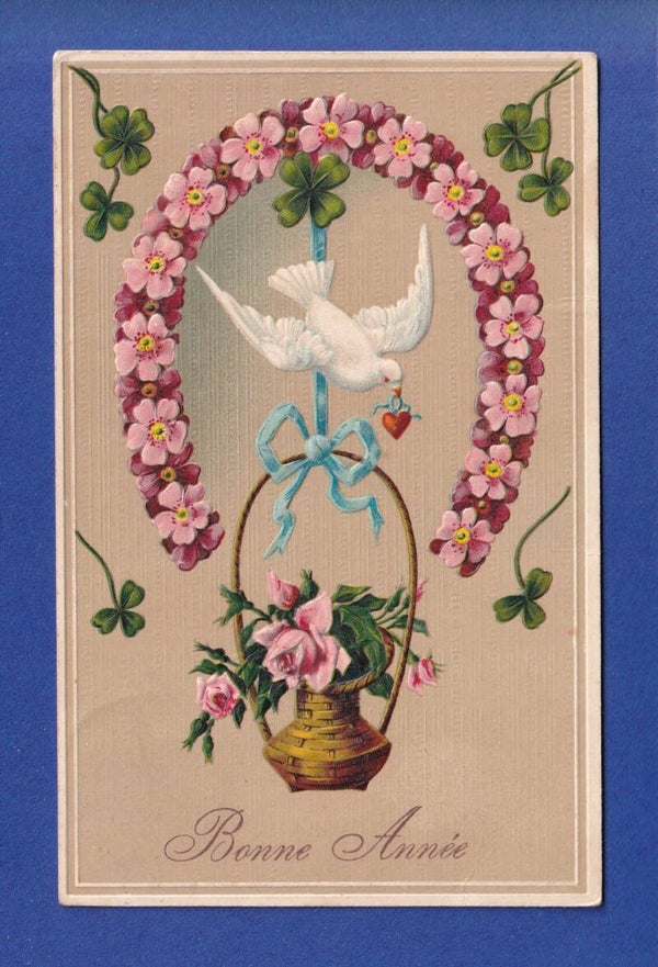 NOUVEL AN - Colombe - Fleurs - 1912