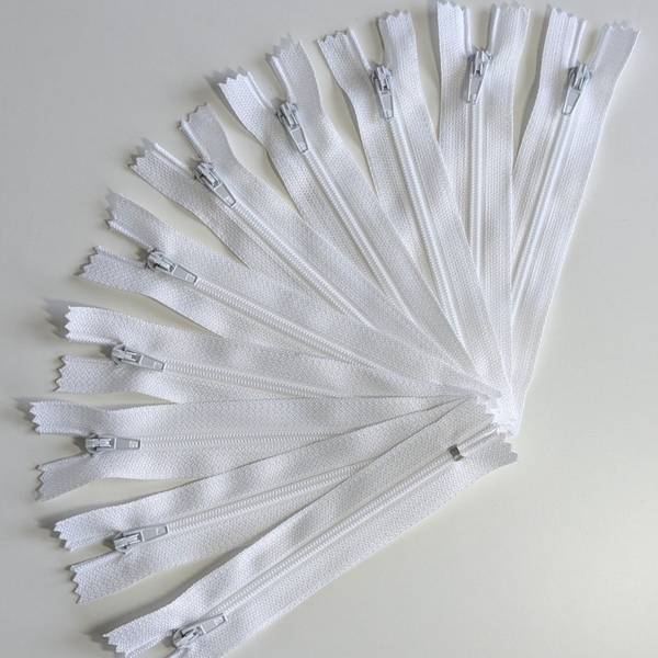 Reißverschluss, 12 cm, nicht teilbar – Weiß (10er Pack)