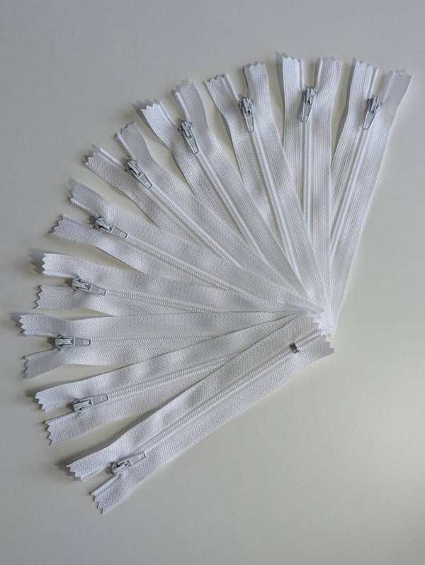 Reißverschluss, 12 cm, nicht teilbar – Weiß (10er Pack)