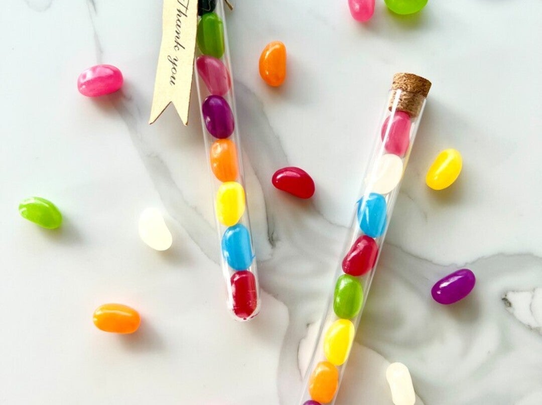 Rainbow jelly beans test tube