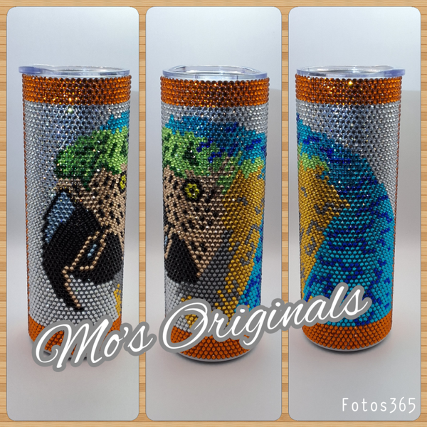 Rhinestone Tumbler Papegaai