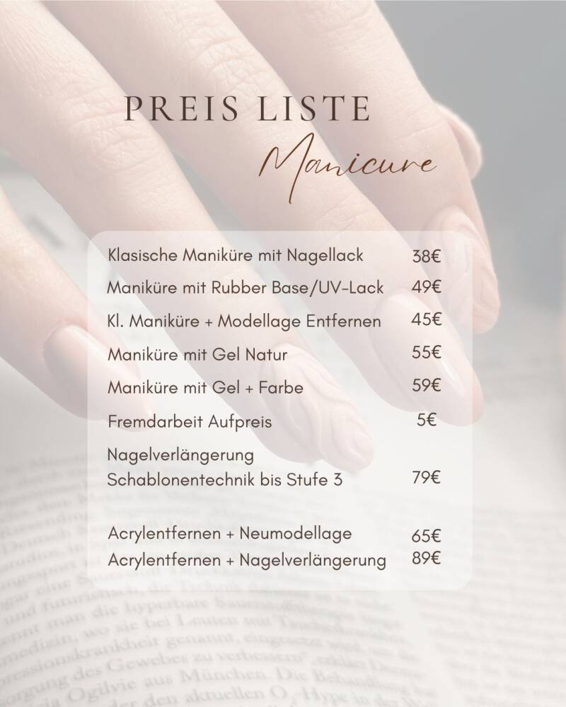 Preisliste Maniküre