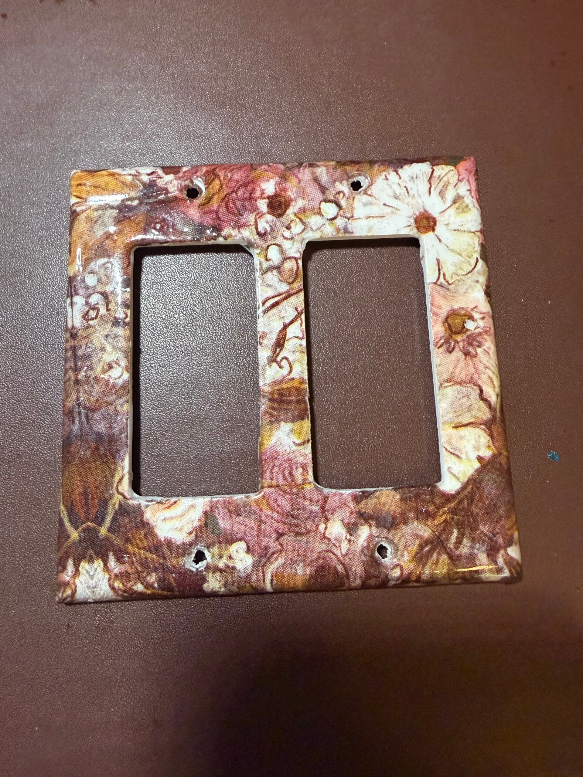 Brown Floral Large Double