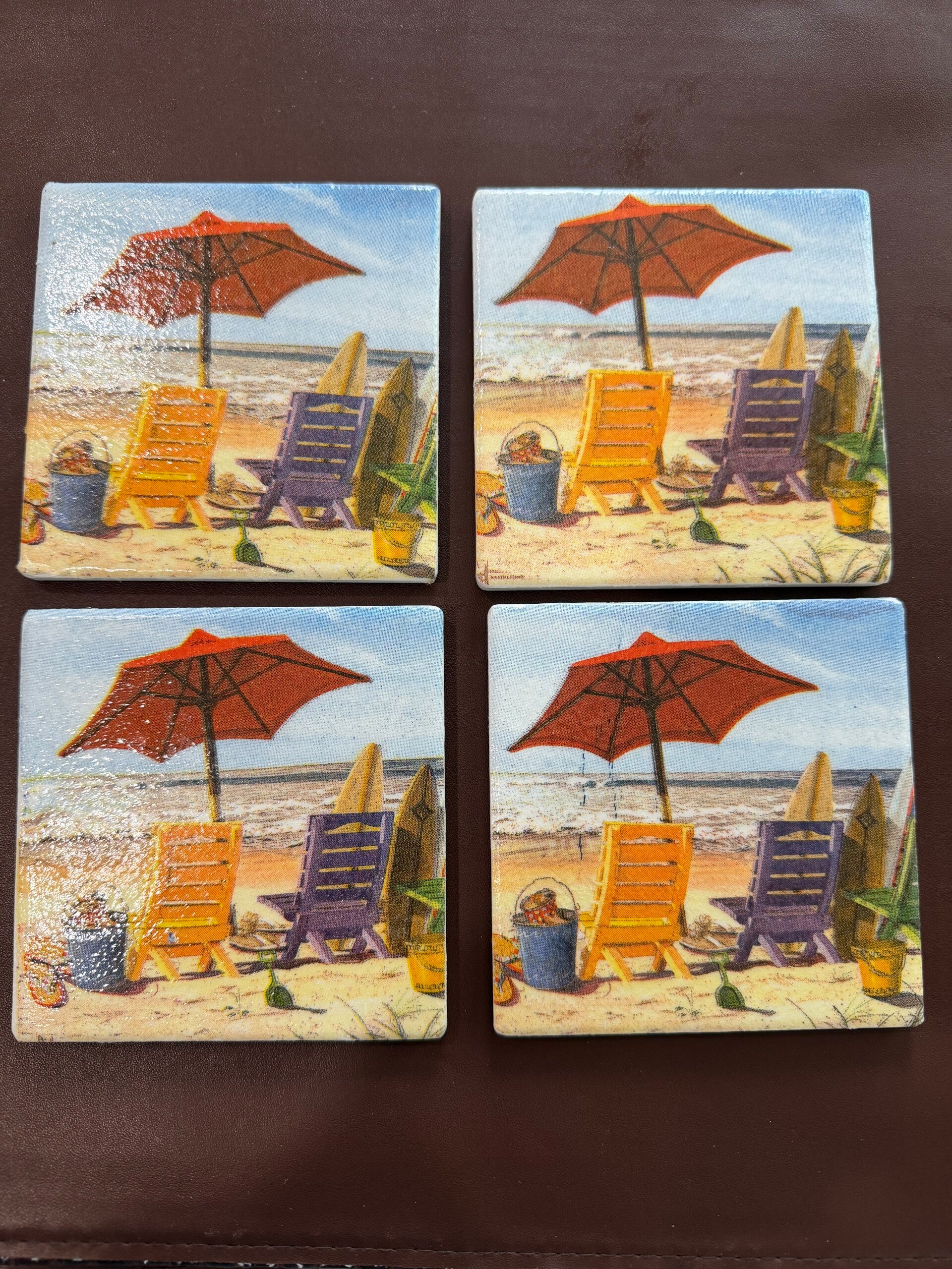 Beach Umbrella Tile Coasters