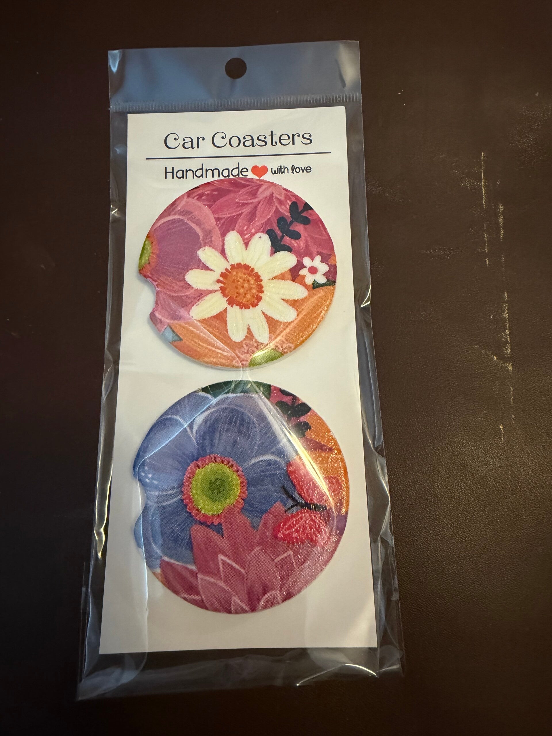 Car Cupholder Coaster Set Daisy Floral