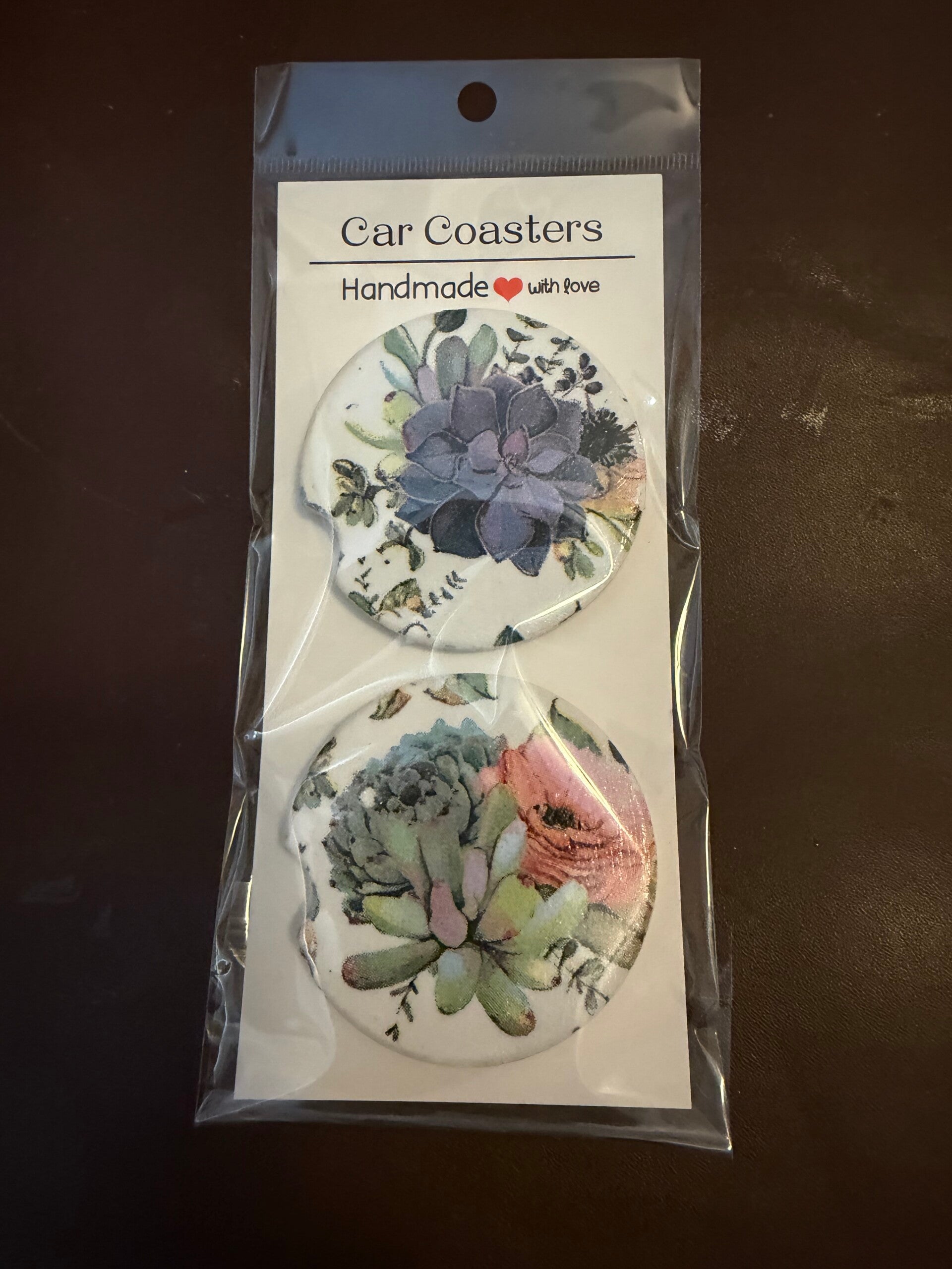 Car Cupholder Coaster Set Artichoke Flowers