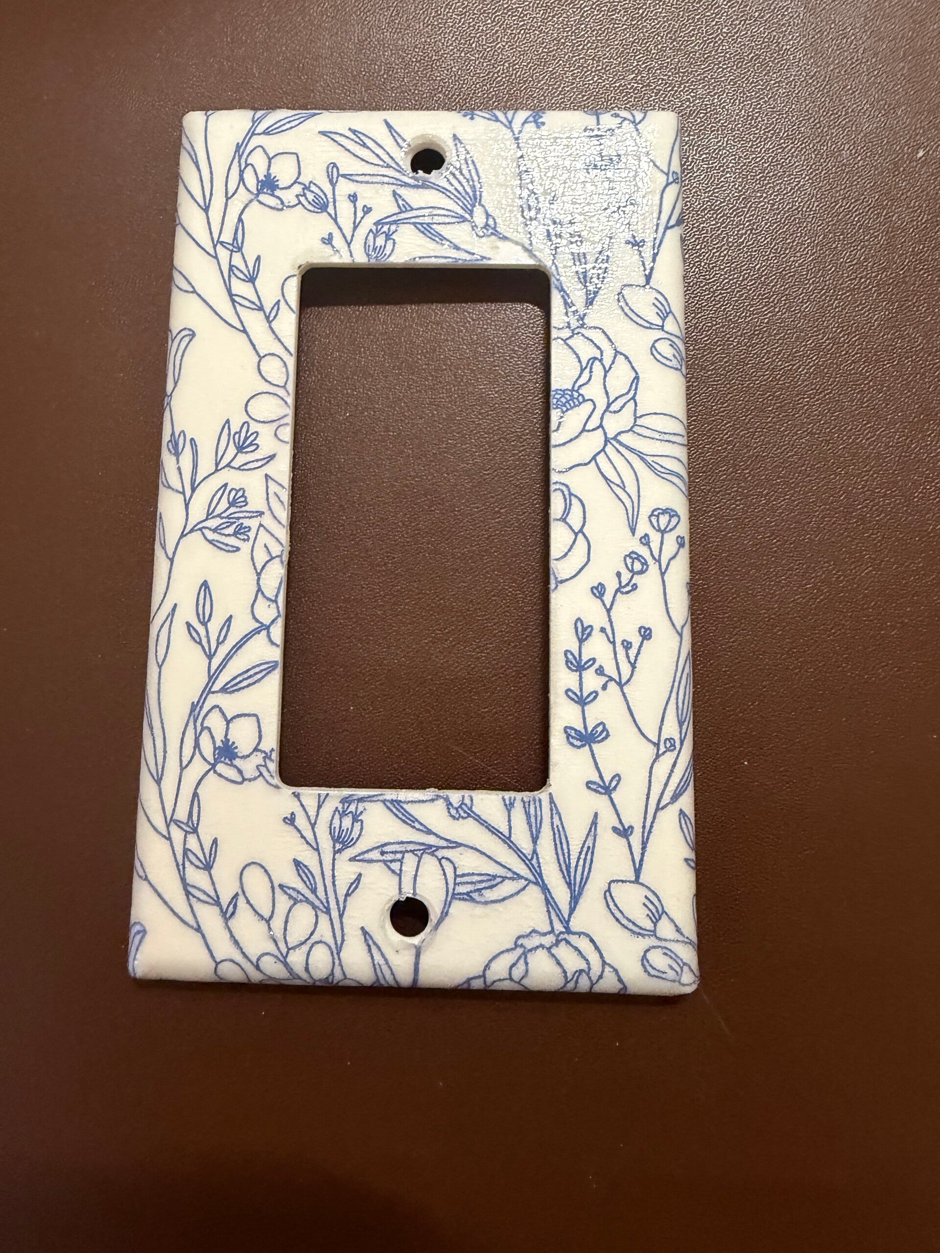 Blue floral drawing Large Single