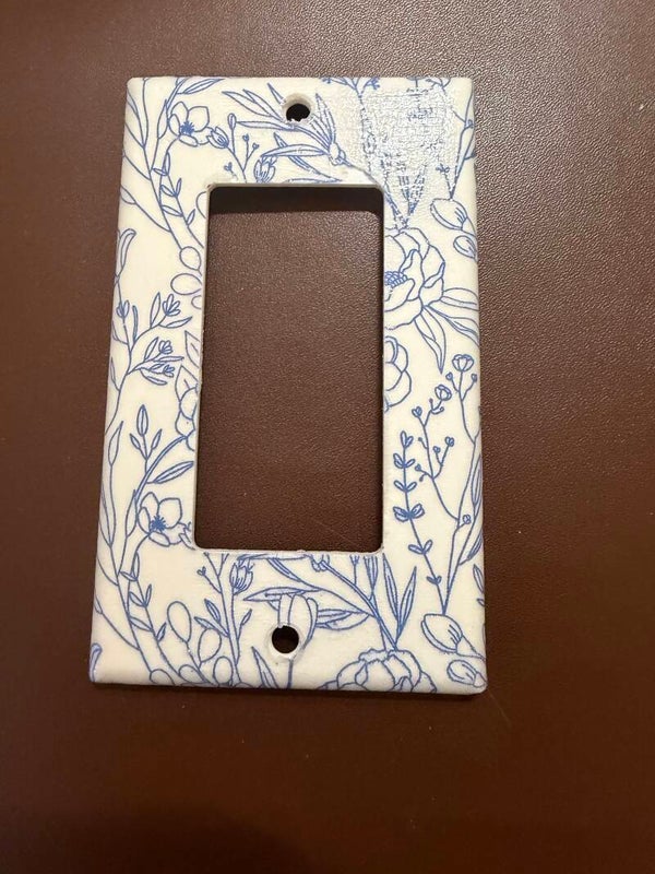 Blue floral drawing Large Single