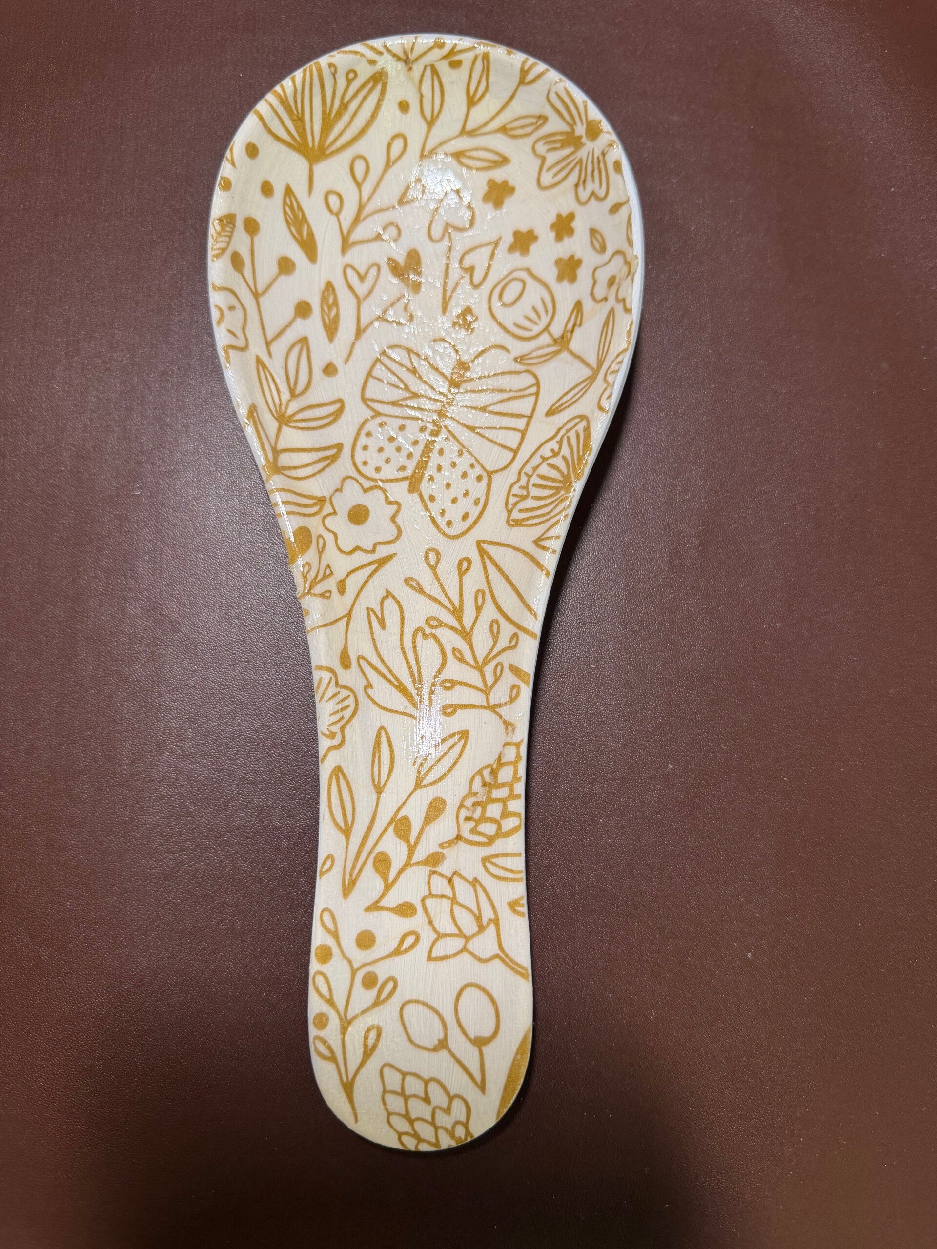 Gold and White Spoon Rest