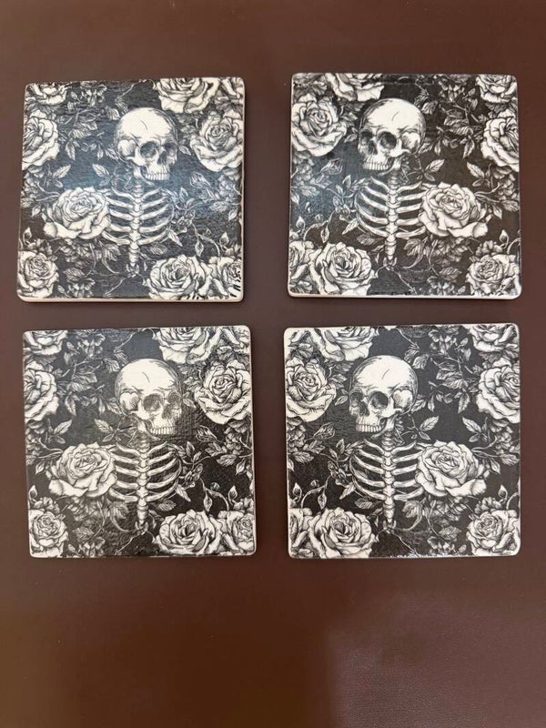 Skeleton Tile Coaster Set