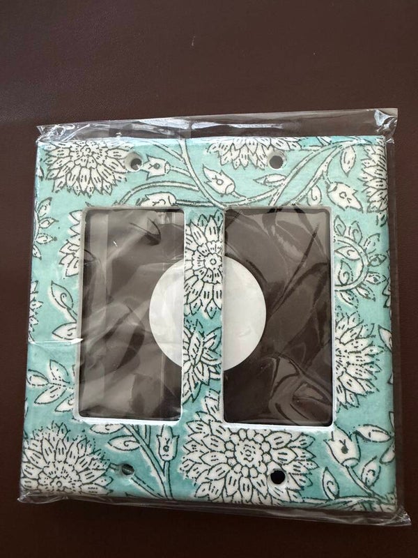 White and green floral Large Double
