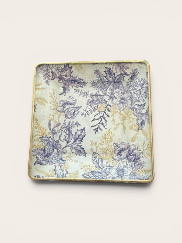 Navy and Gold Floral Plate