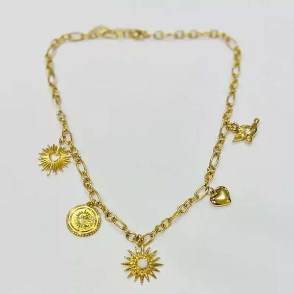 Collier doré à breloques – Acier inoxydable 316L