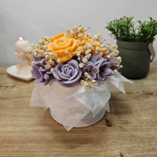 Lavendelsonne - Kerzenblumenstrauß