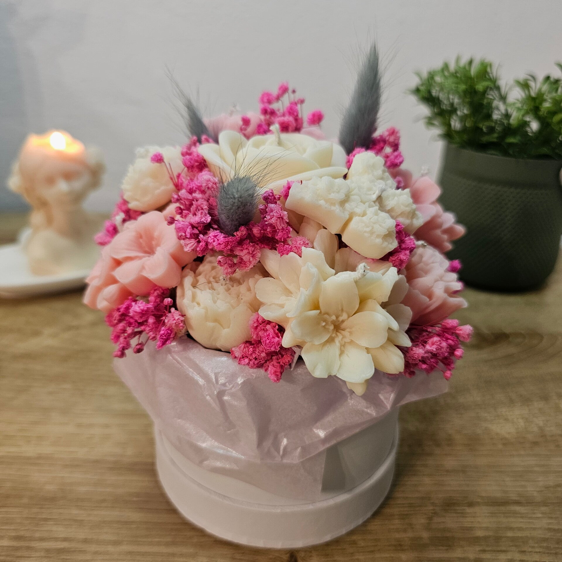 Pliss'e Pink - Kerzenblumenstrauß