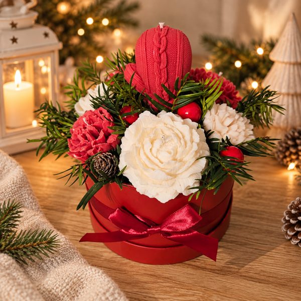 Weihnachtsfreude Kerzenblumenstrauß