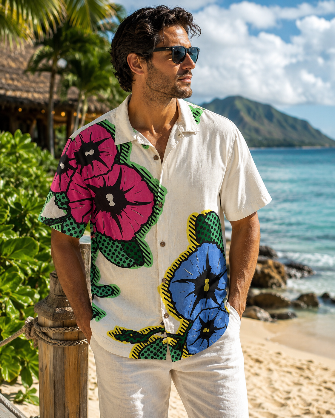 Tommy Bahama Men’s Artists Series 2024 Cyber Blossom Floral Camp Shirt XL Resort
