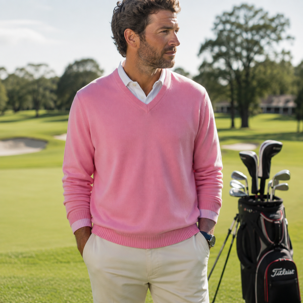 Vtg 90s Titleist by Corbin Men’s Pink Cotton Sweater L Old Money Golf Preppy