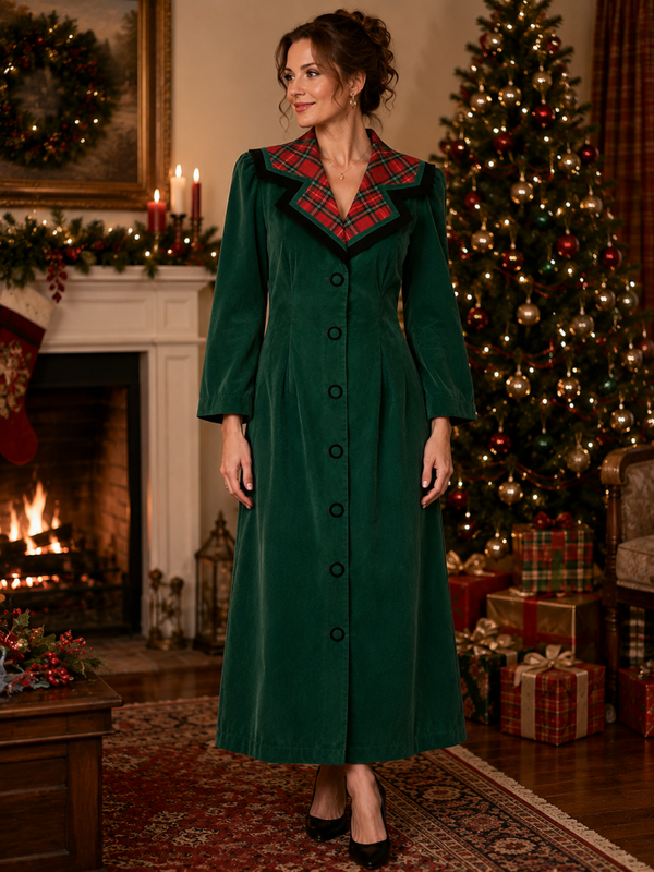 Sharon Young Women’s Green Maxi Pinwale Corduroy Christmas Dress 10 Vintage USA