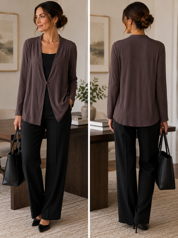 100% Silk Eileen Fisher Women’s 1 Button Cardigan L Quiet Luxury Minimalist