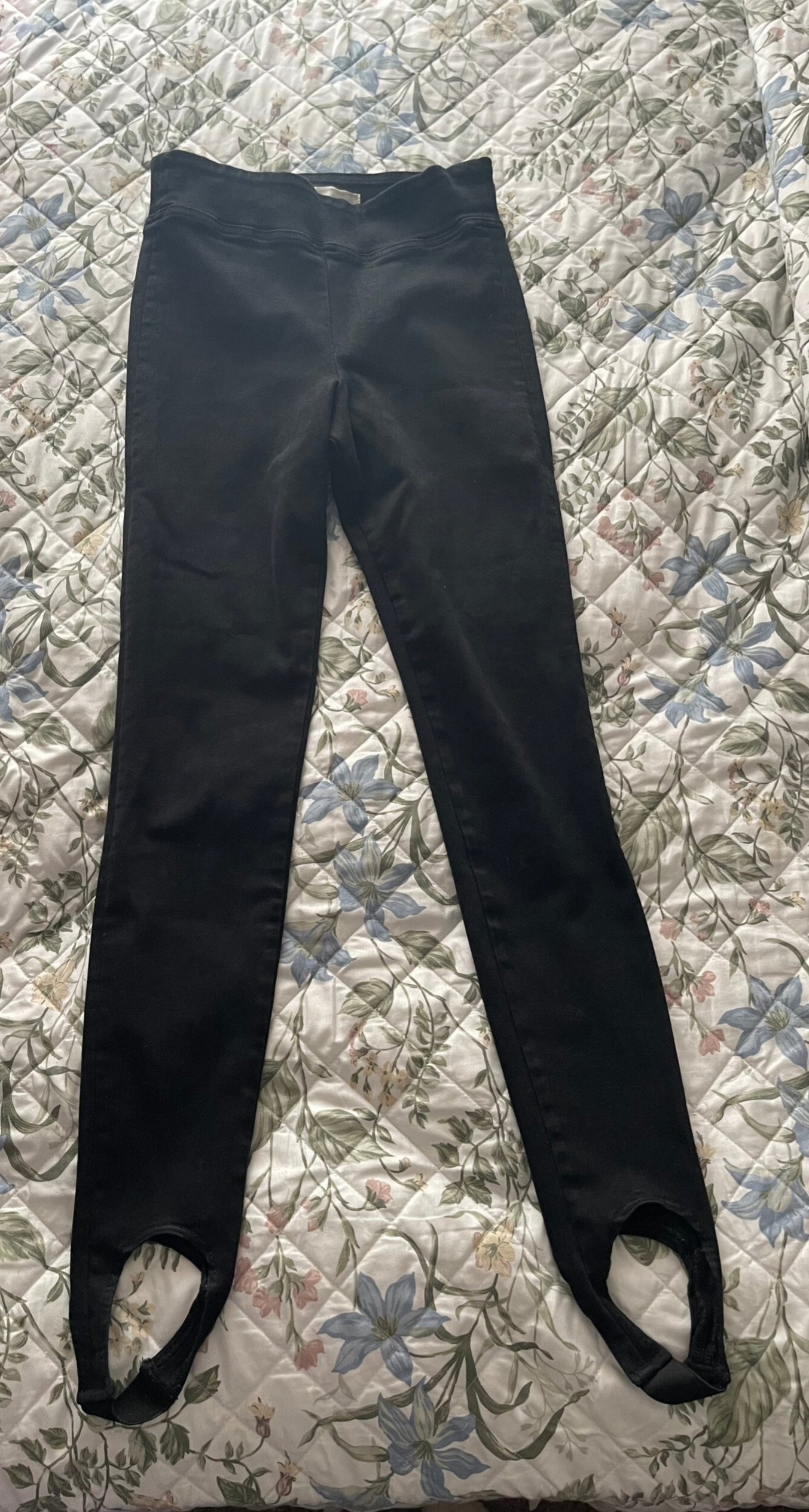 Frame Womens Sheen Noir Stirrup Pull-on Pants Size 1 80s Retro Career Office