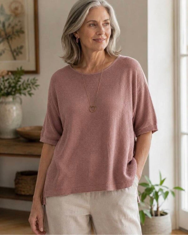 Purejill J. Jill Women’s Dusty Rose Linen Blend Oversized Shirt M Petite Mature