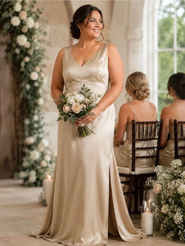 NWT Birdy Grey Champagne Women’s Sleeveless Floor Length Formal Gown 3X Wedding