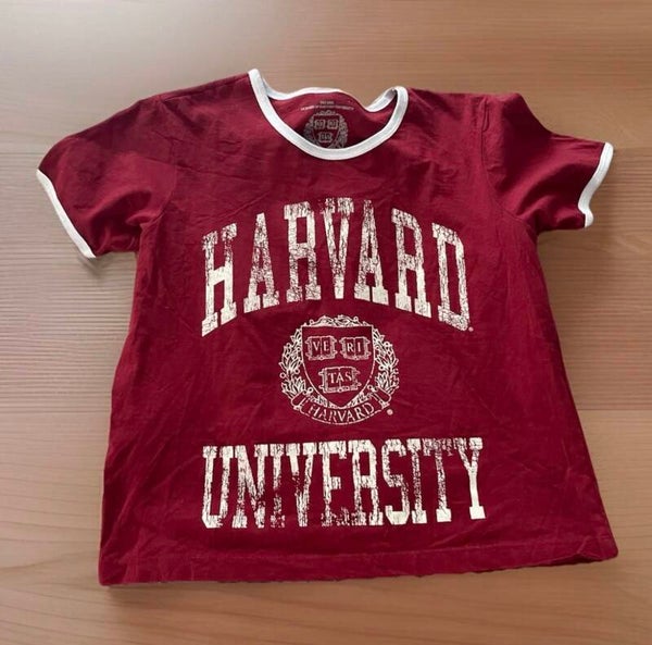 TRD MRK Harvard Women’s Maroon Baby Tee T-shirt L Ivy League University Y2K