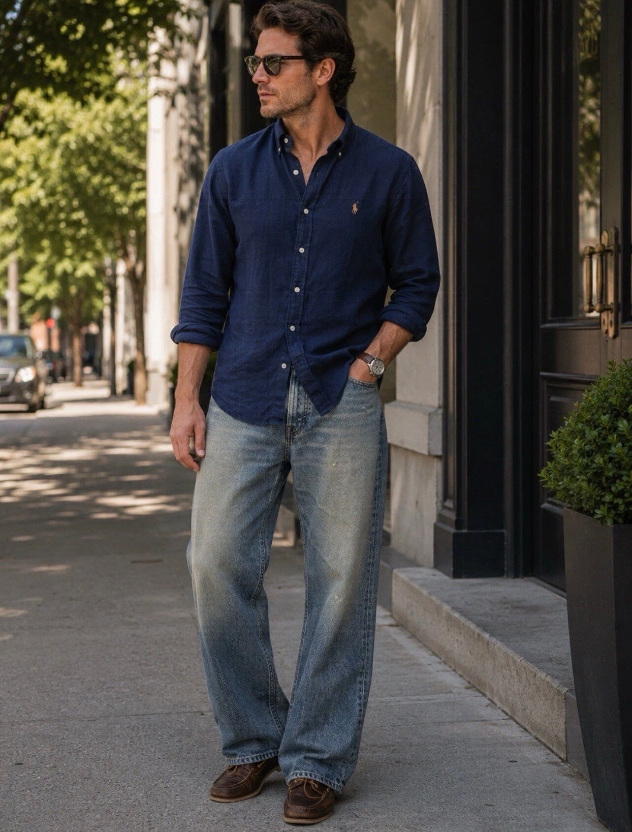 Polo  Ralph Lauren Men’s Relaxed Fit Jeans 40x30 Distressed Classic Casual Preppy