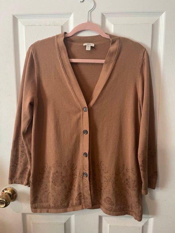 J. Jill Women’s Brown 100% Cotton Button Up Cardigan MP Quiet Luxury Career