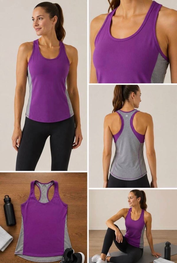 Athleta Women’s Purple Gray Racer Back Tank Top S Athletic Exercise Athleisure