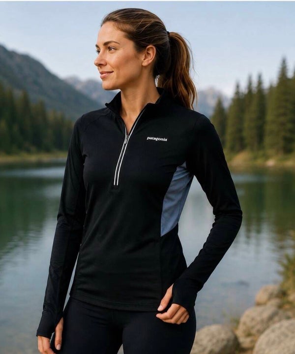 Patagonia Women’s 1/4 Zip Black Longsleeve Pullover S Gym Athletic Outdoors
