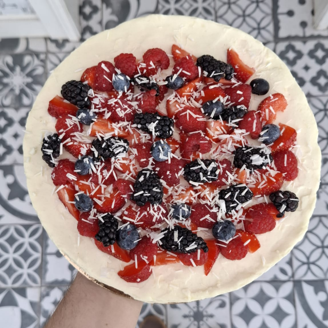 Cheescake met witte chocolade & frambozen