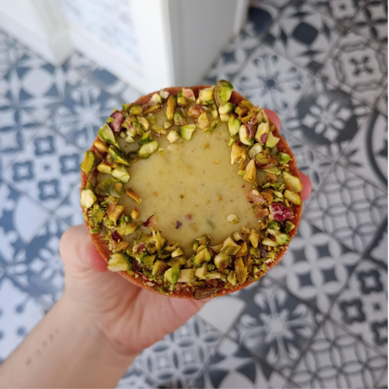 Pistache-framboos tartelette