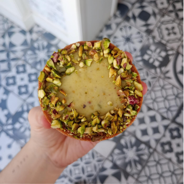 Pistache-framboos tartelette