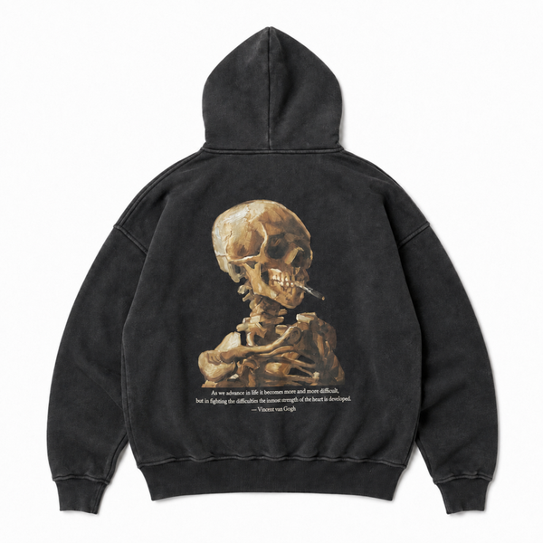 DAAD Unisex Smoking Skull Hoodie Washed Black