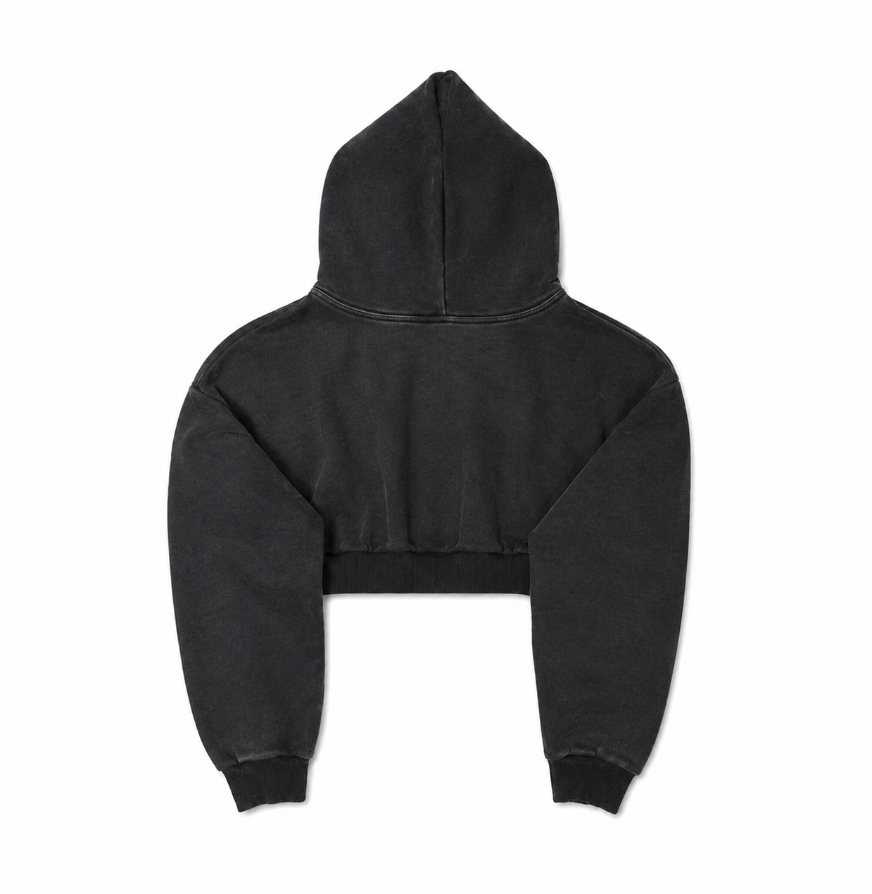 Almost In Common Unisex Cropped Hoodie Black Washed