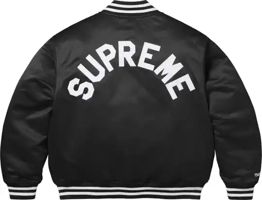 Supreme Satin Baseball Jacket Black