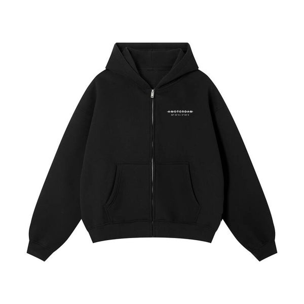 DAAD Unisex Stripe Zipper Hoodie Black